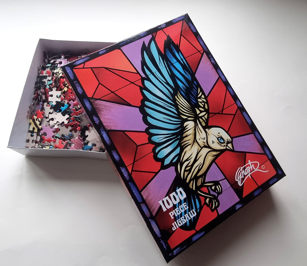 Stained Glass Sparrow .1000 Piece Limited Edition Jigsaw .