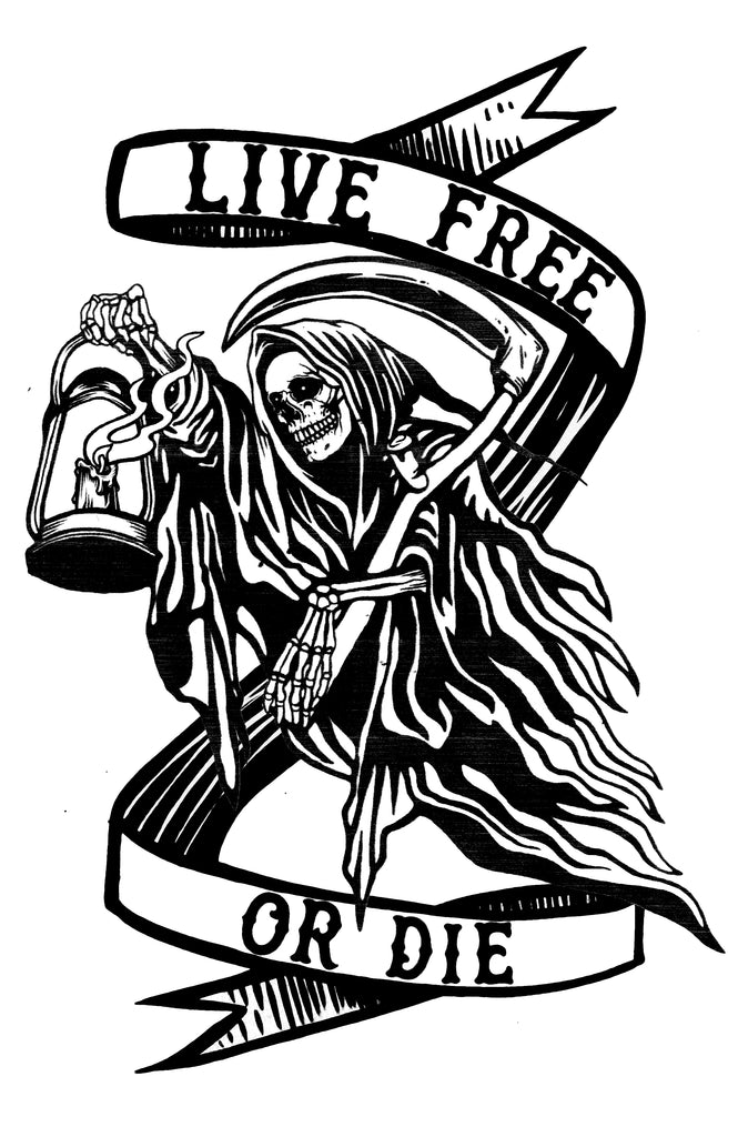 Live Free Or Die Reaper , A4 Print.